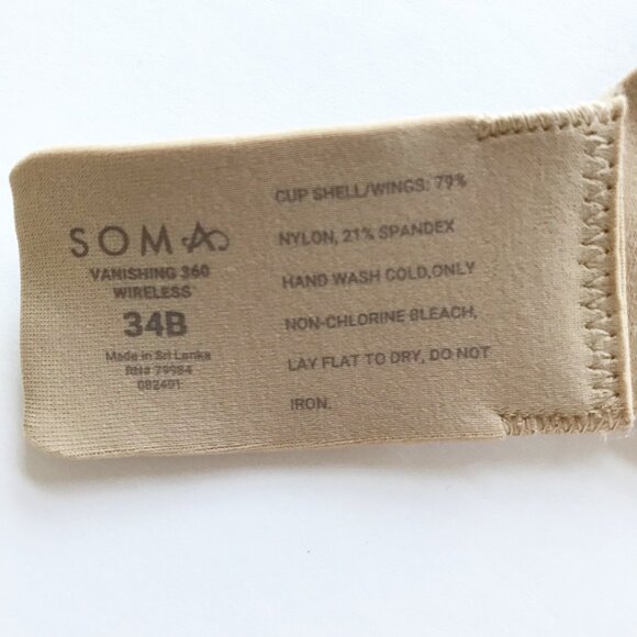SOMA Vanishing 360 Wireless Lightly Lined Nude Bra Womens 34B - Picture 4 of 4
